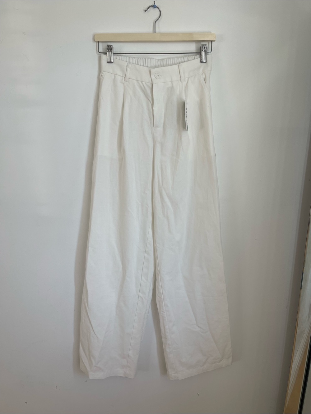 Linen-cotton Wide Leg High-Rise Pants
